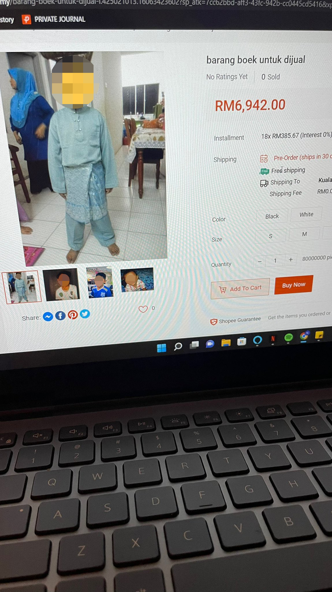 A listing on the popular e-commerce platform Shopee claims to be selling photos of underaged boys for 'sexual purposes'. Image credit: @softcrocodile