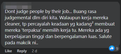 Netizens have praised the mak cik for her proficiency in the Japanese language, and have urged others not to judge people based on their professions. Image credit: Facebook