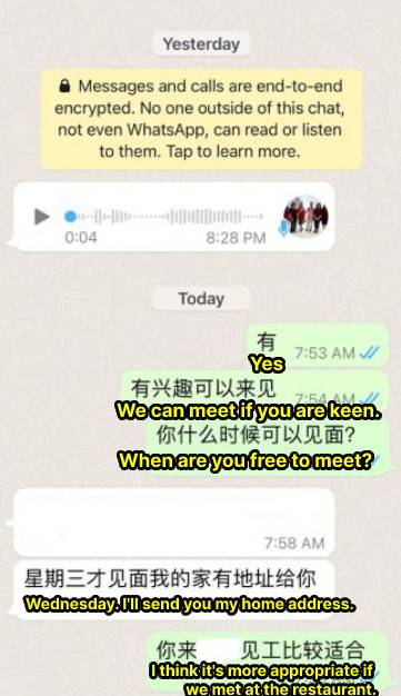 A restaurant owner was shocked after encountering a woman who requested that she come to her house to interview her son for a job. Image credit: Sin Chew Daily