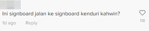 Netizens have left amused reactions to the size of the signage. Image credit: TikTok