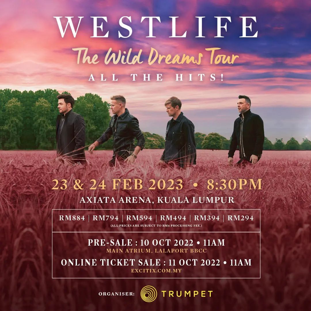 Westlife will be performing in Malaysia next February. Image credit: trumpet_international