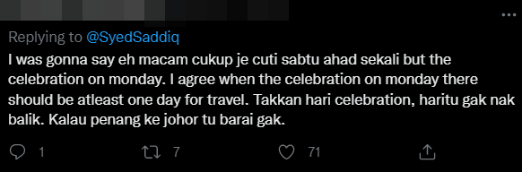 Some netizens have supported calls for 2 days of public holiday for Deepavali. Image credit: Twitter