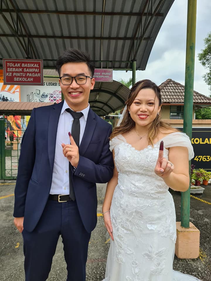 Newly-minted bride, Ms Jamie Chai, and her husband. Image credit: Jamie Chai
