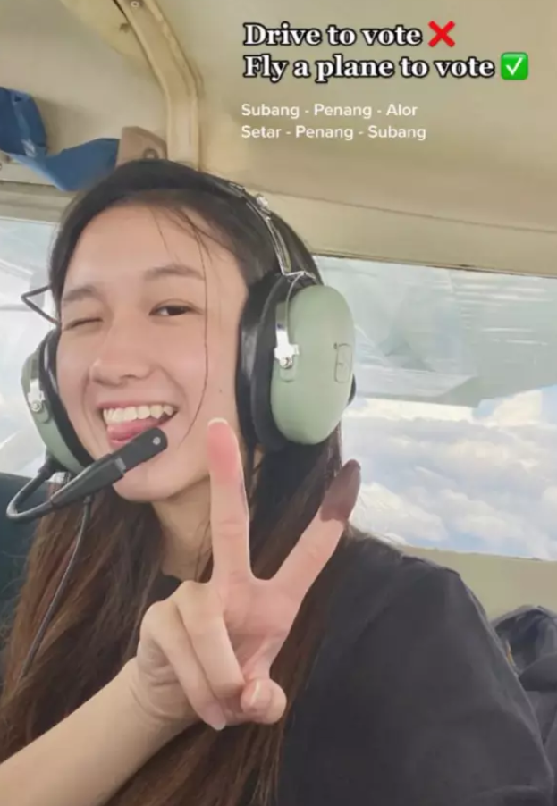 Vivian shares how she piloted a plane from Penang to Kedah in order to cast her vote for GE15. Image credit: vtye4