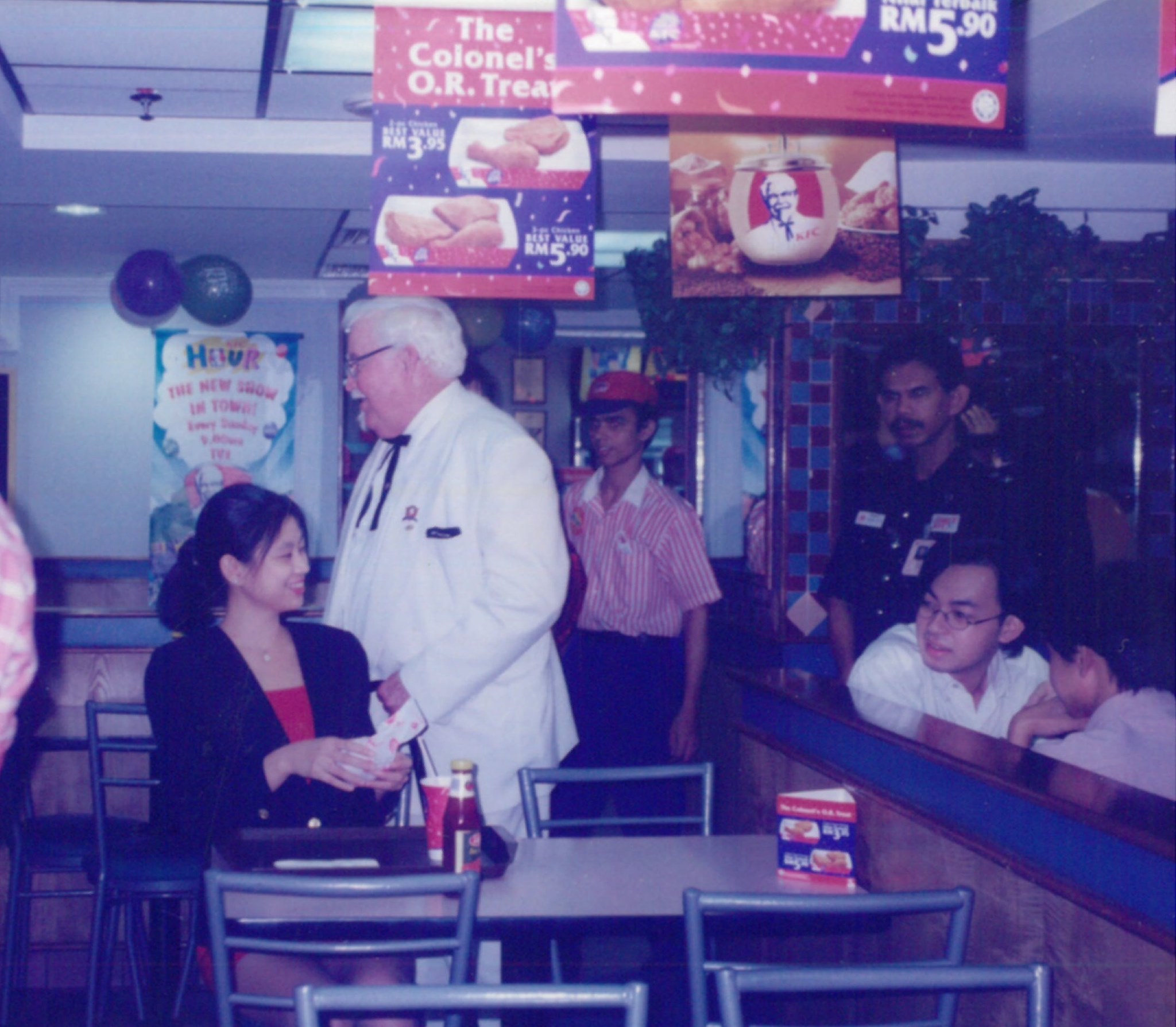 In 1998. 'Colonel Sanders' paid the KFC Sungei Wang Plaza outlet a visit. Image credit: Sungei Wang Plaza FB